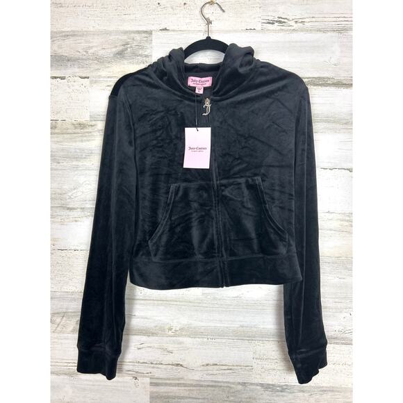 Juicy Couture Women's L Black Velour Hoodie Zip Jacket & Pants Jumpsuit Set NWT - Picture 4 of 10